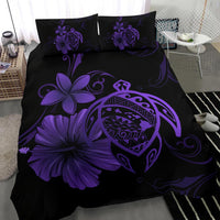Hawaiian Map Turtle Hibiscus Plumeria Polynesian Bedding Set - Purple - Polynesian Pride