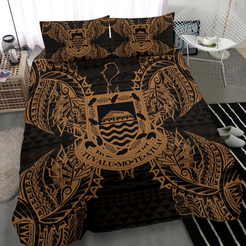 Polynesian Bedding Set - Tuvalu Duvet Cover Set Map Gold - Polynesian Pride