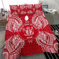 Polynesian Bedding Set - Niue Duvet Cover Set Map Red White - Polynesian Pride