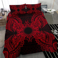 Polynesian Bedding Set - Marshall Islands Duvet Cover Set Map Red - Polynesian Pride