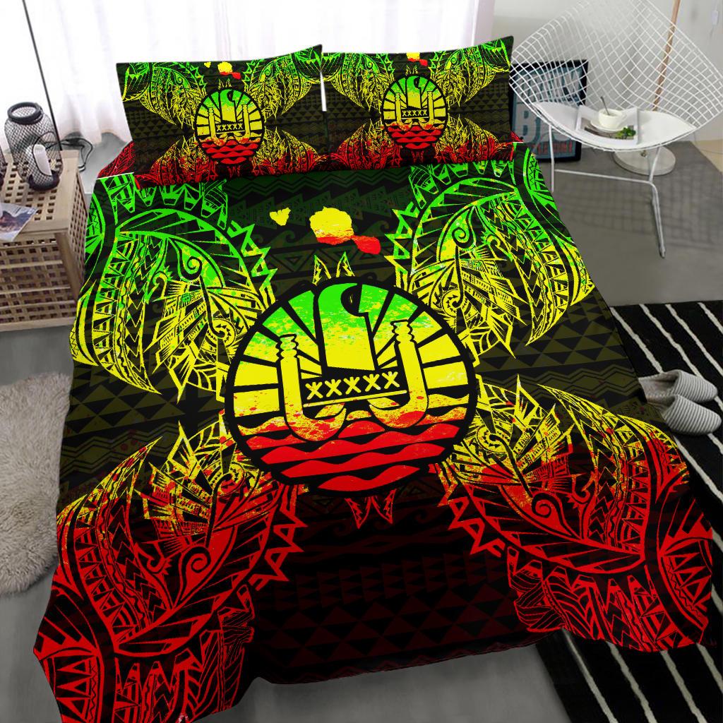 Polynesian Bedding Set - French Polynesia Duvet Cover Set Map Reggae - Polynesian Pride