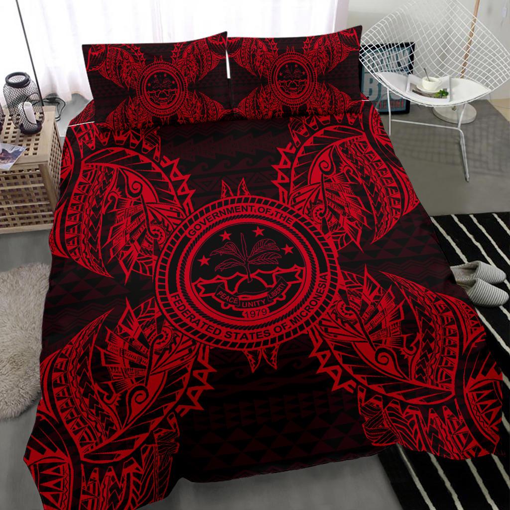 Polynesian Bedding Set - Federated States of Micronesian Duvet Cover Set Map Red - Polynesian Pride