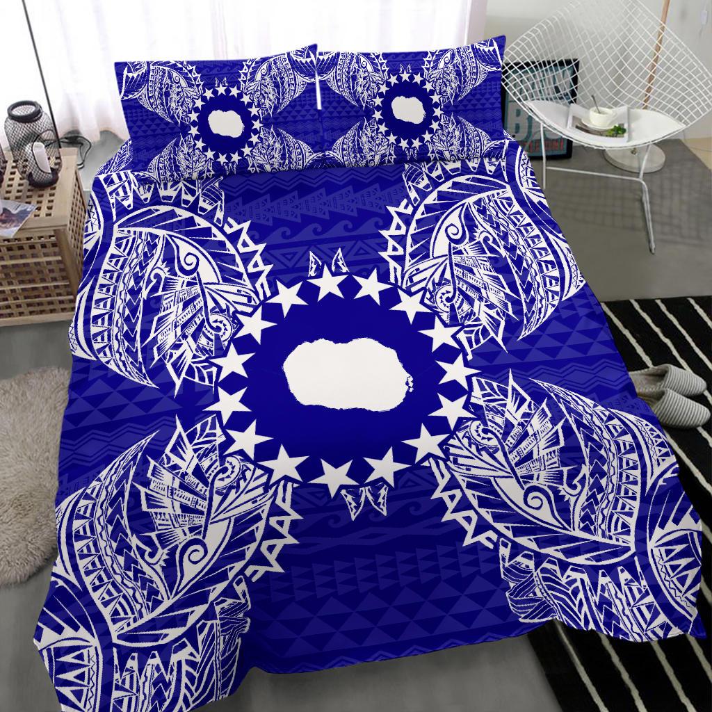 Polynesian Bedding Set - Cook Islands Duvet Cover Set Map Blue - Polynesian Pride