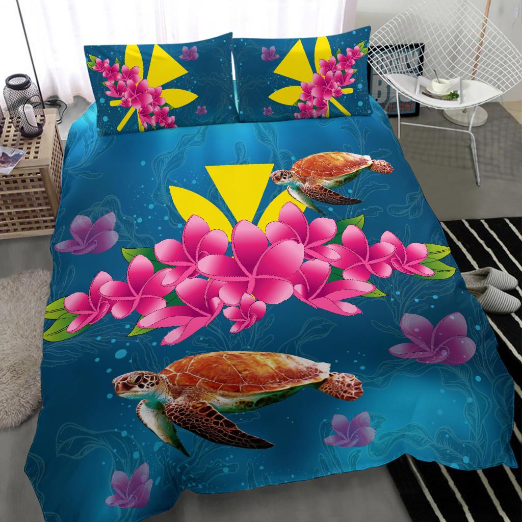 Hawaiian Plumeria Kanaka Turtle Sea Polynesian Bedding Set - Polynesian Pride