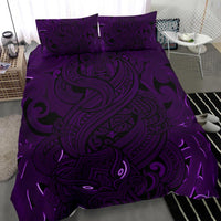 New Zealand Bedding Set, Maori Gods Tumatauenga (God Of War) - Purple - Polynesian Pride