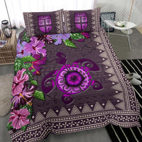 Polynesian Duvet Cover Set - Fiji Bedding Set Tapa Turtle Hibiscus Purple - Polynesian Pride