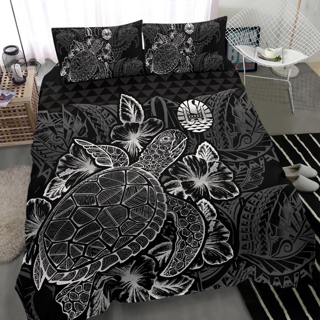 Polynesian Bedding Set - Tahiti Duvet Cover Set Black Color - Polynesian Pride