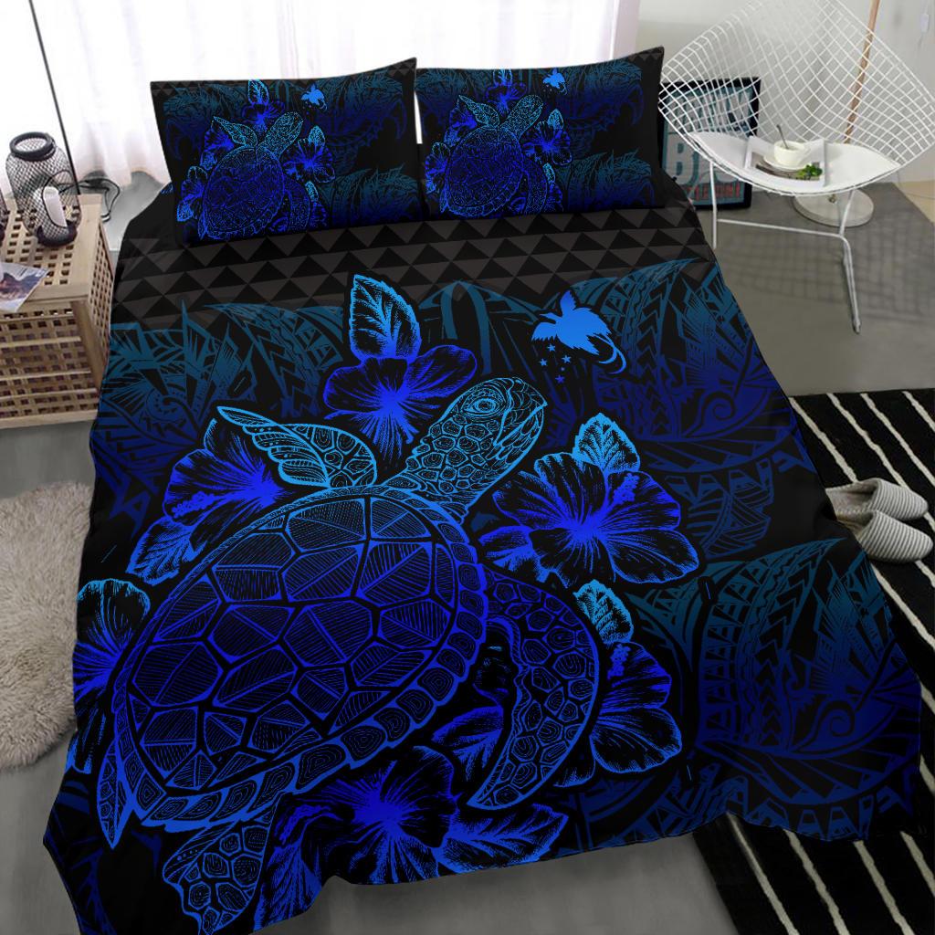 Polynesian Bedding Set - Papua New Guinea Duvet Cover Set Blue Color - Polynesian Pride