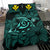 Hawaiian Turtle Hibiscus Plumeria Kanaka Polynesian Bedding Set Turquoise - Soft Style - Polynesian Pride