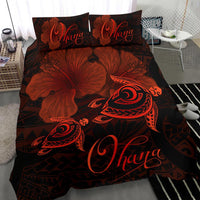 Hawaii Turtle Ohana Hibiscus Poly Bedding Set - Orange - Polynesian Pride