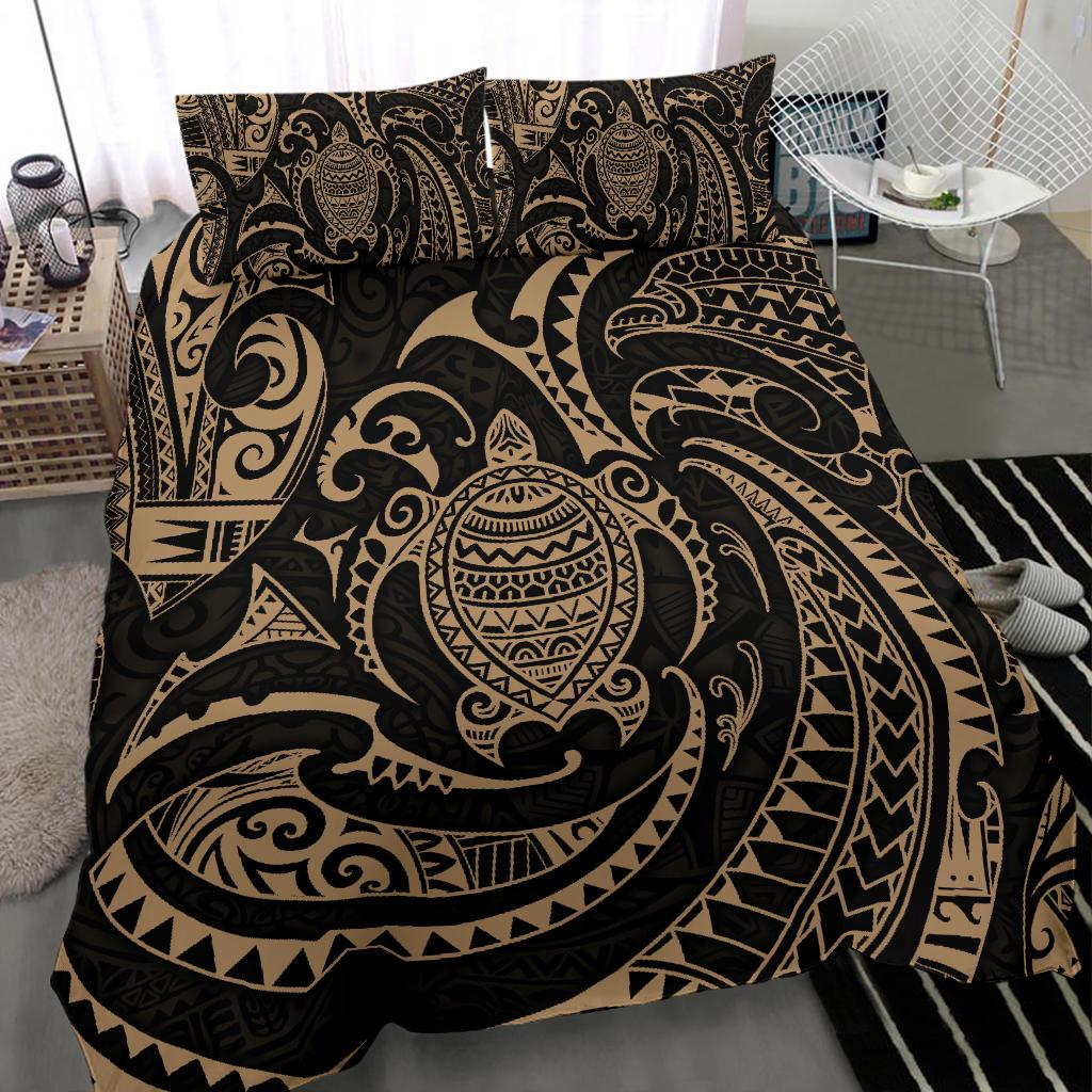 Polynesian Bedding Set - Polynesian Gold Turtle Duvet Cover Set - Polynesian Pride