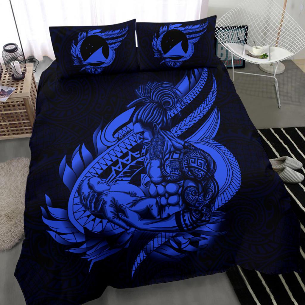 Polynesian Bedding Set - Tokelau Duvet Cover Set Father And Son Blue Blue - Polynesian Pride