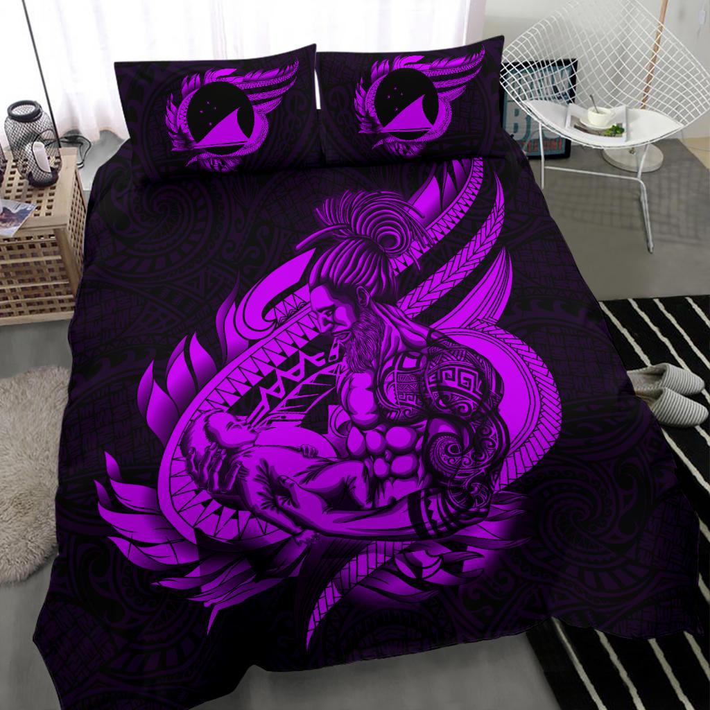 Polynesian Bedding Set - Tokelau Duvet Cover Set Father And Son Purple Purple - Polynesian Pride