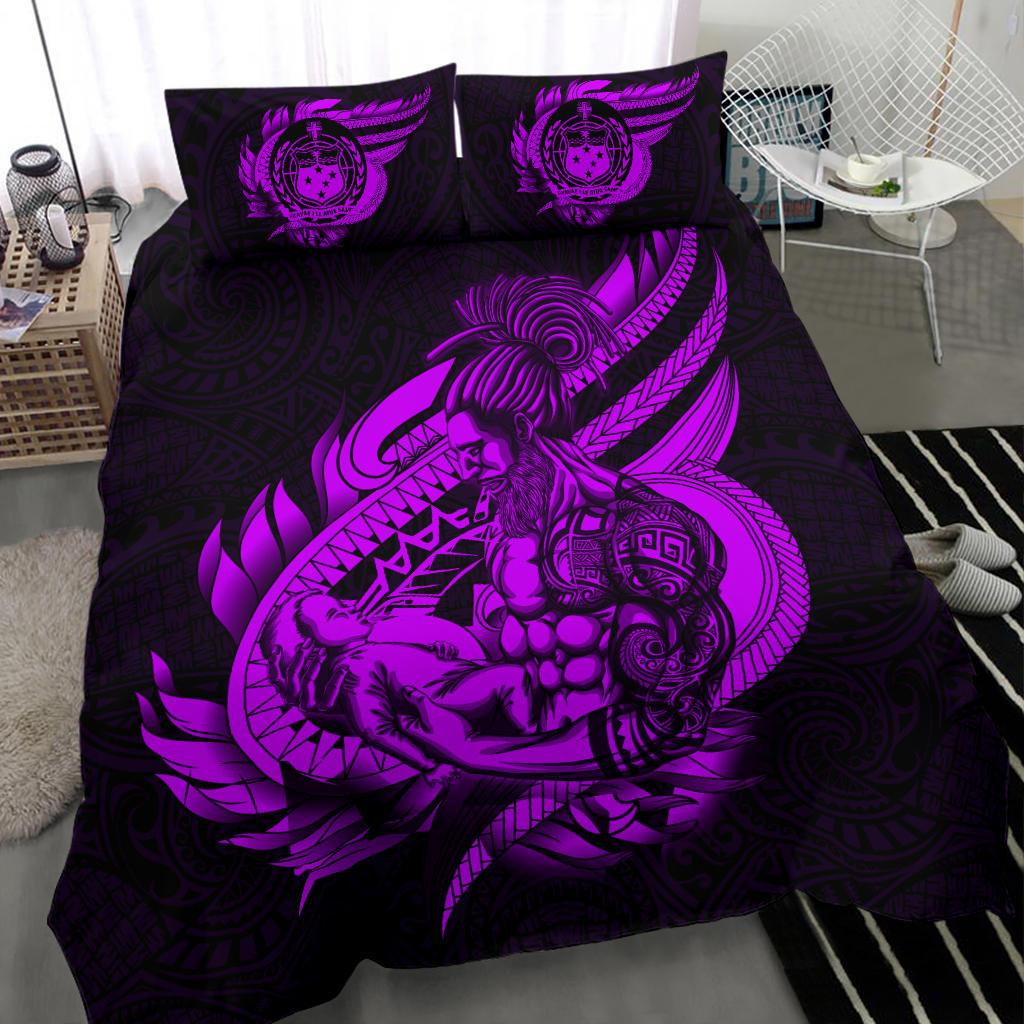Polynesian Bedding Set - Samoa Duvet Cover Set Father And Son Purple Purple - Polynesian Pride