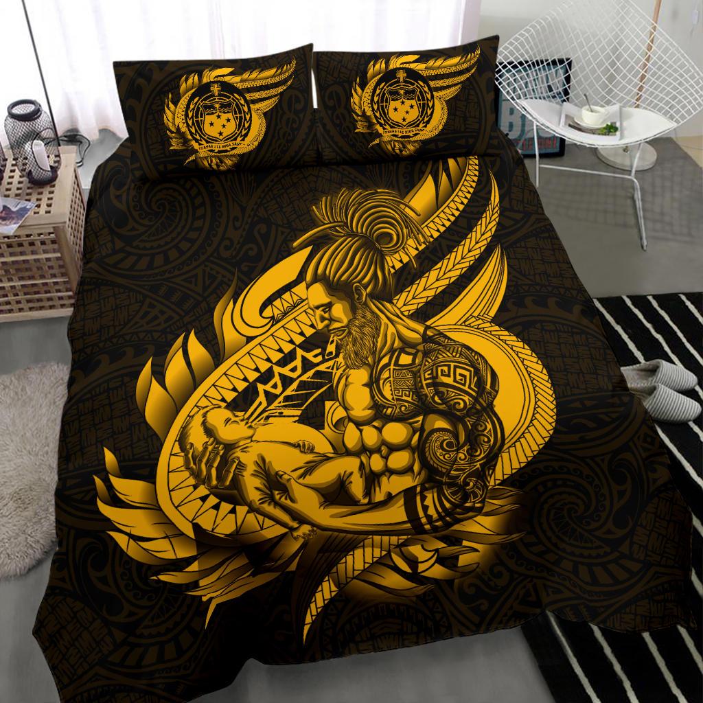 Polynesian Bedding Set - Samoa Duvet Cover Set Father And Son Gold Gold - Polynesian Pride