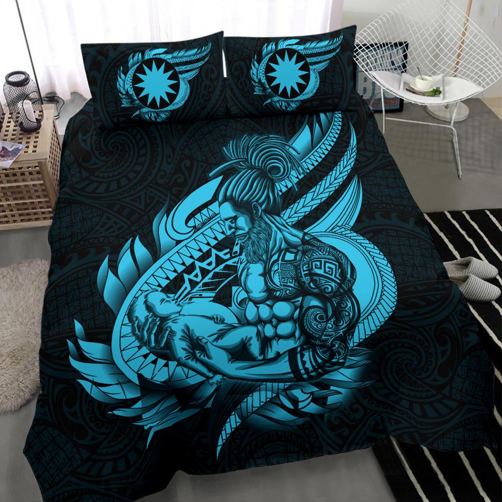 Polynesian Bedding Set - Nauru Duvet Cover Set Father And Son Emerald Emerald - Polynesian Pride