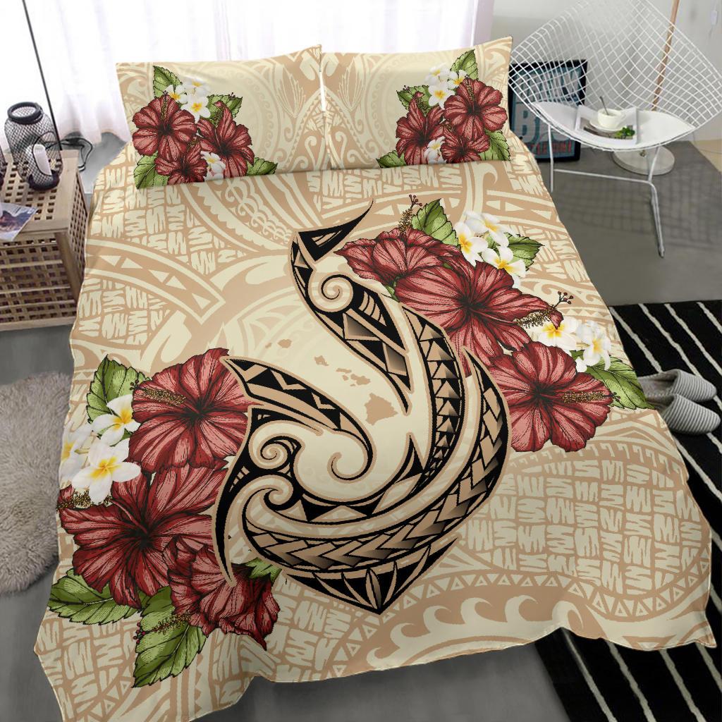 Hawaii Fish Hook Hibiscus Plumeria Polynesian Bedding Set - Polynesian Pride