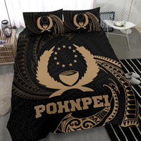 Polynesian Bedding Set - Pohnpei Micronesia Duvet Cover Set Gold Tribal Wave - Polynesian Pride