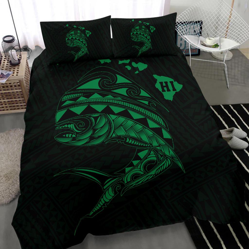 Hawaii Polynesian Mahi - Mahi Common Dolphinfish Bedding Set - Green - Polynesian Pride