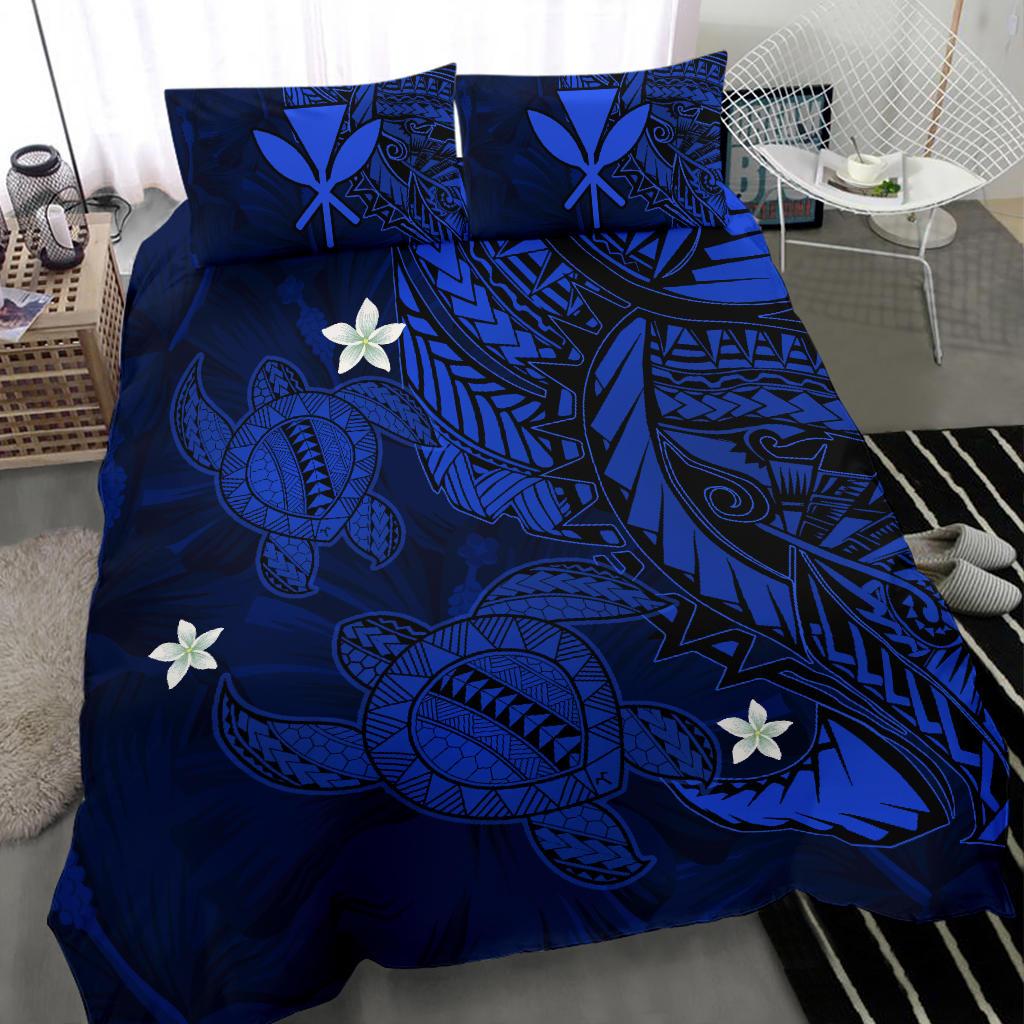Hawaii Bedding Set - Hawaii Polynesian Turtle Hibiscus Bedding Set - Blue - Polynesian Pride