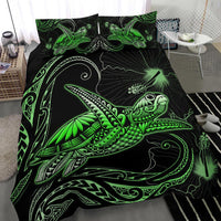 Turtle Polynesian Bedding Set Mix Hibiscus Green - Polynesian Pride