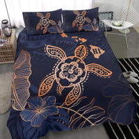 Hawaii Kakau Polynesian Turtle Map Bedding Set - Indigo - Polynesian Pride