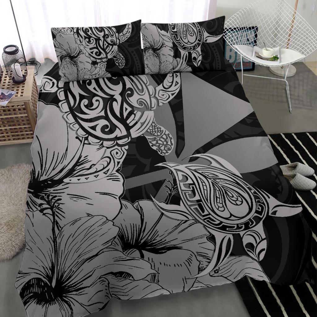 Hawaii Turtle Bedding Set Polynesian Hibiscus Art Ver 2.0 Gray AH - Polynesian Pride