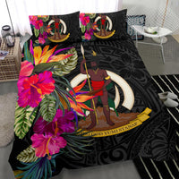 Vanuatu Bedding Set - Hibiscus Polynesian Pattern Black - Polynesian Pride