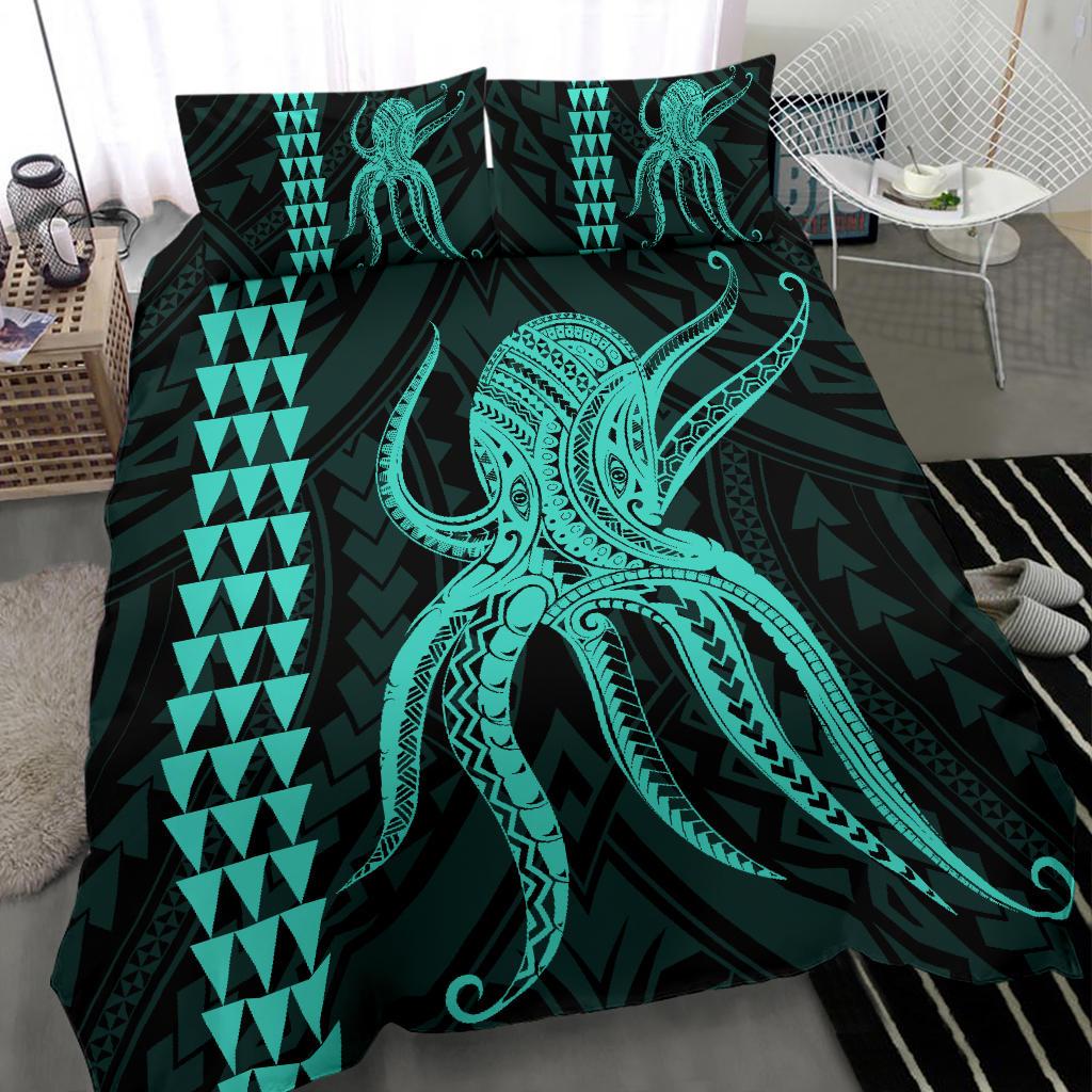 Hawaii Octopus KaKau Polynesian Bedding Set - Turquoise - Polynesian Pride