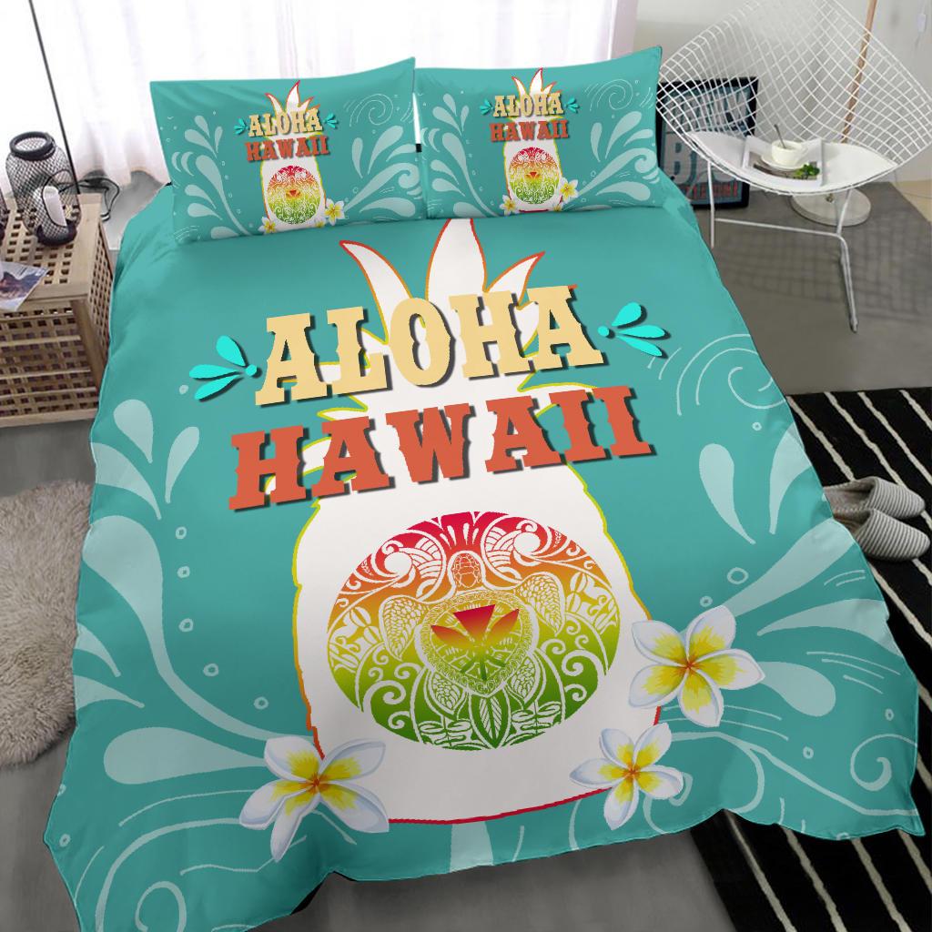 Hawaii Summer Pineapple Polynesian Turtle Plumeria - Bedding Set - Polynesian Pride