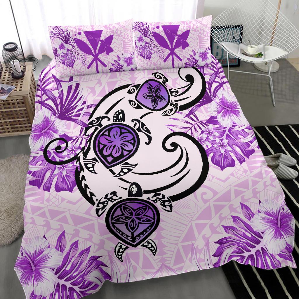 Hawaii Polynesian Plumeria Hibiscus Turtle Bedding Set - AH - Jack Style - Pink - Polynesian Pride