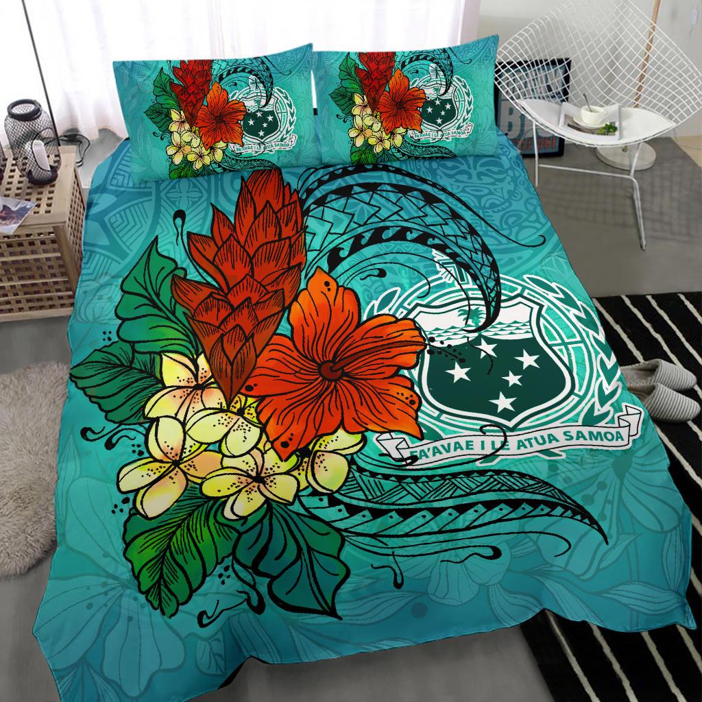 Samoa Bedding Set - Tropical Flowers Style Black - Polynesian Pride