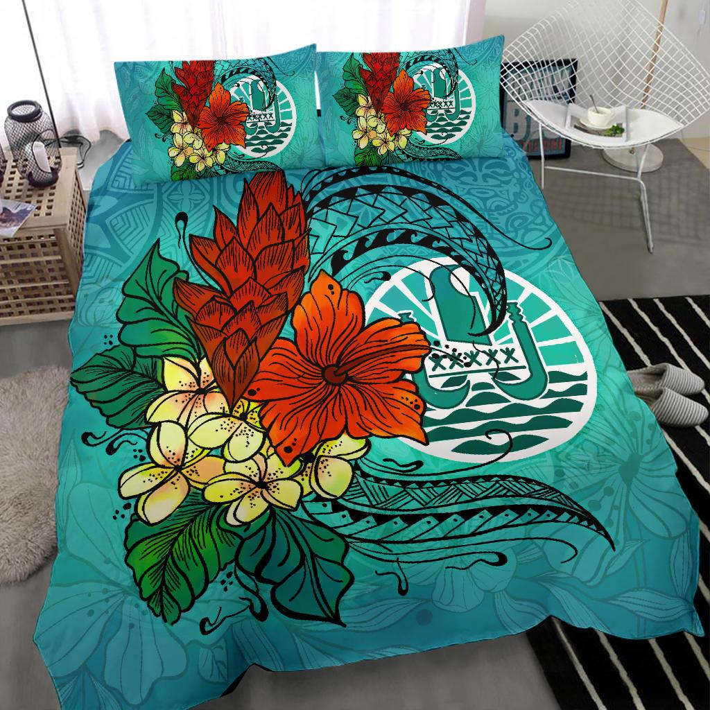 Tahiti Bedding Set - Tropical Flowers Style Black - Polynesian Pride