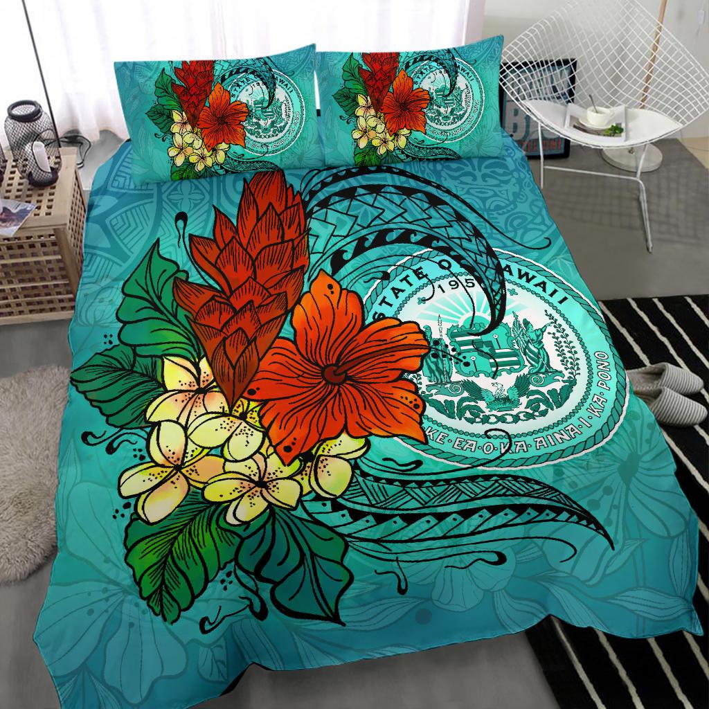 Hawaii Bedding Set - Tropical Flowers Style Black - Polynesian Pride