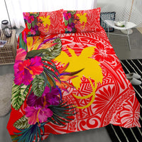Papua New Guinea Bedding Set - Hibiscus Polynesian Pattern Red Version - Polynesian Pride
