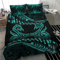 New Zealand Bedding Set Turquoise Manaia Maori - Silver Fern Duvet Cover - Polynesian Pride