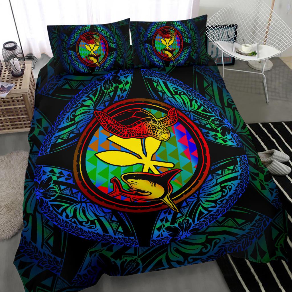 Polynesian Bedding Set - Hawaii (Kanaka Maoli) Duvet Cover Set - Colorful Turtle Shark - Polynesian Pride