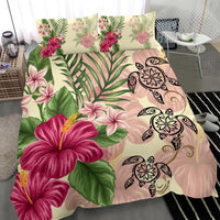Hawaii Turtle Hibiscus Plumeria Beige Style - Bedding Set AH - Polynesian Pride