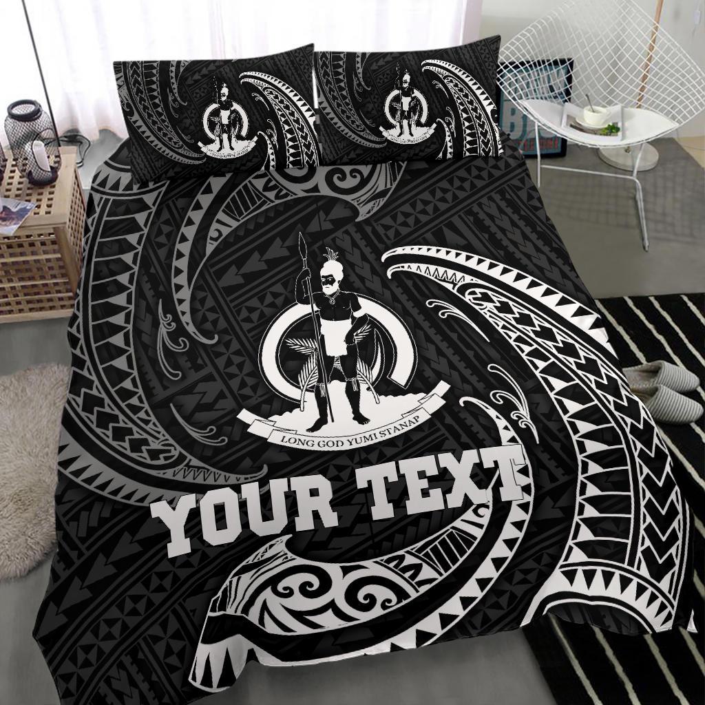 Vanuatu Polynesian Custom Personalised Bedding Set - White Tribal Wave - Polynesian Pride