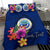 Micronesia Custom Personalised Bedding Set - Federated States of Micronesia Duvet Cover Set Floral With Seal Blue - Polynesian Pride