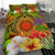 Cook Islands Polynesian Bedding Set - Manta Ray Tropical Flowers (Reggae) - Polynesian Pride