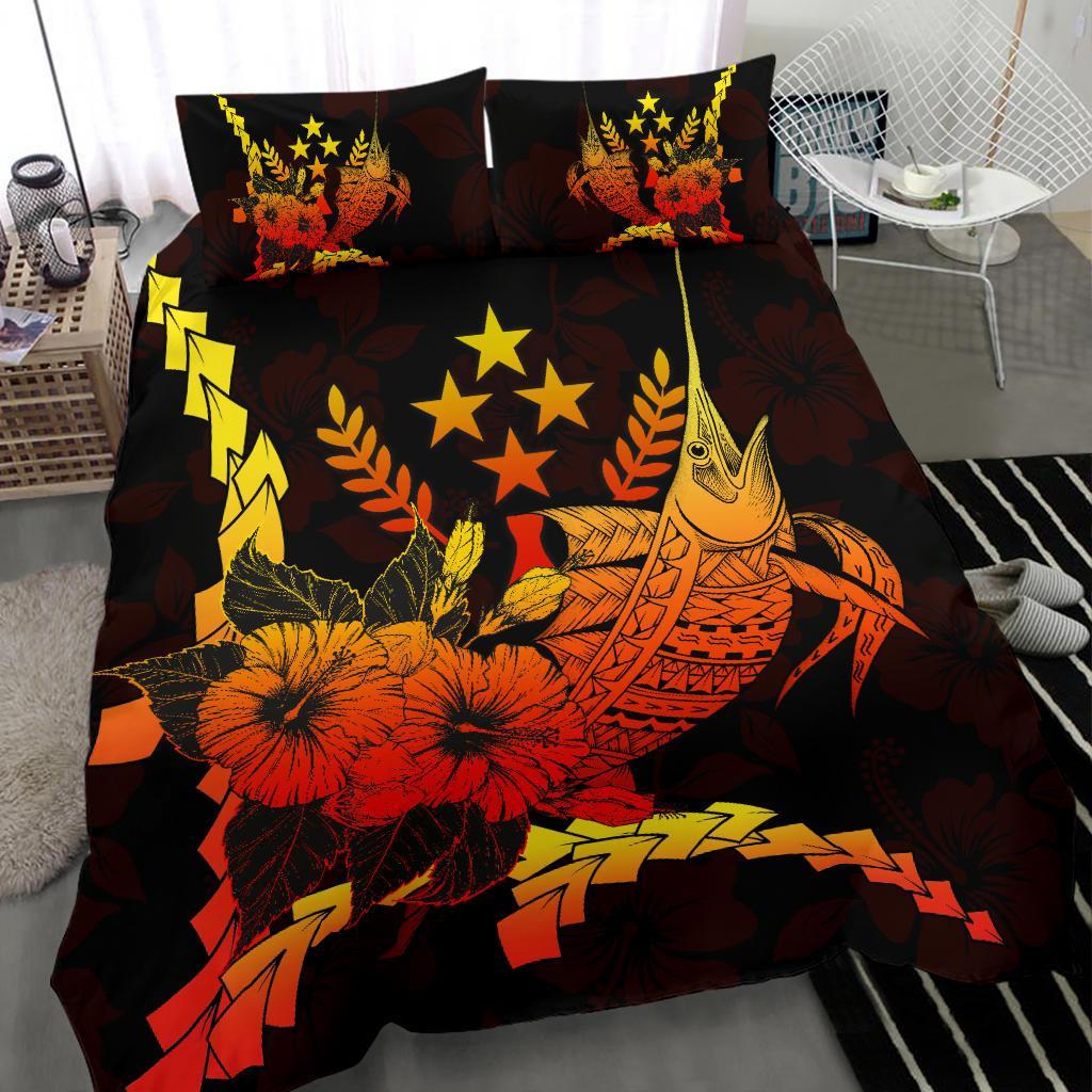 Kosrae Micronesia Bedding Set - Swordfish With Hibiscus - Polynesian Pride
