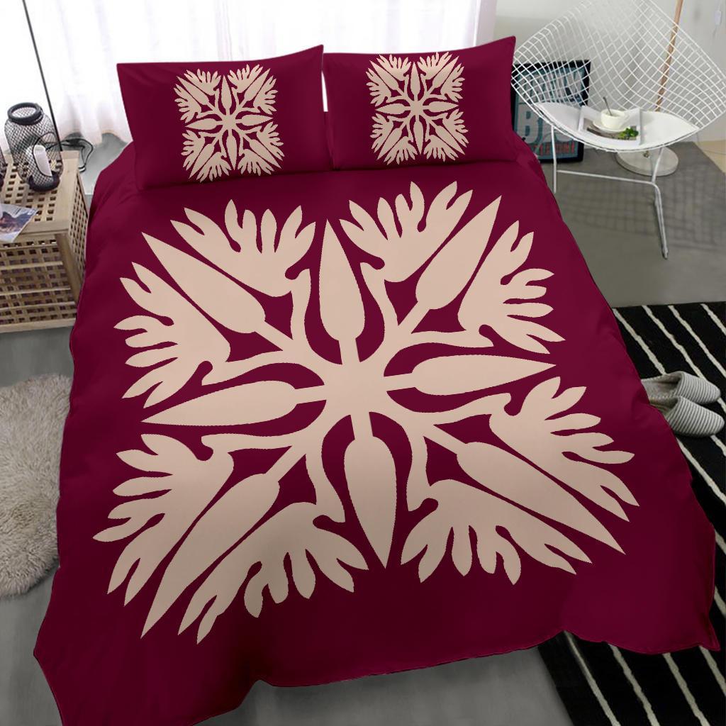 Hawaiian Bedding Set Royal Pattern - Pink - A3 Style - Polynesian Pride