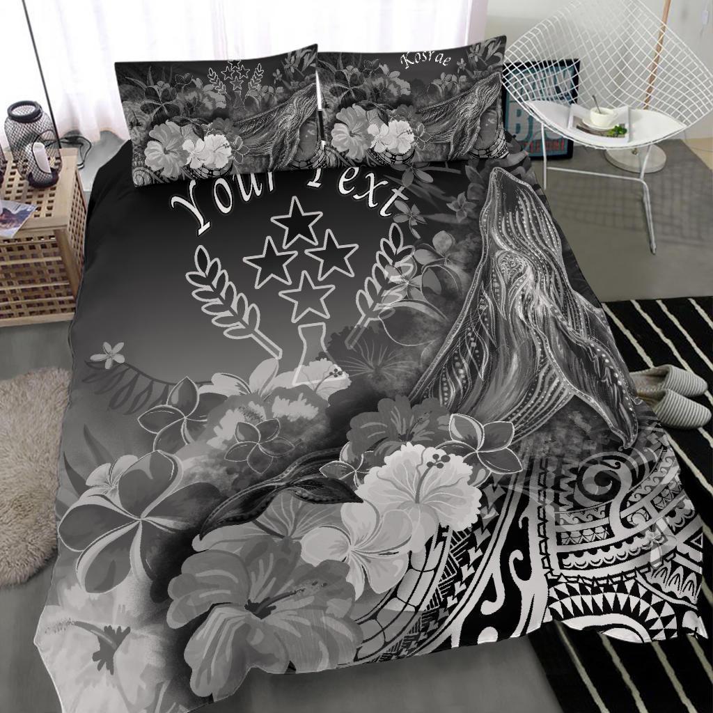 Kosrae Custom Personalised Bedding Set - Humpback Whale with Tropical Flowers (White) - Polynesian Pride