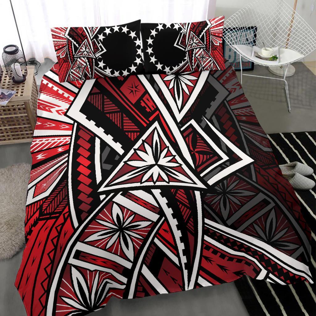 Cook Islands Bedding Set - Tribal Flower Special Pattern Red Color - Polynesian Pride