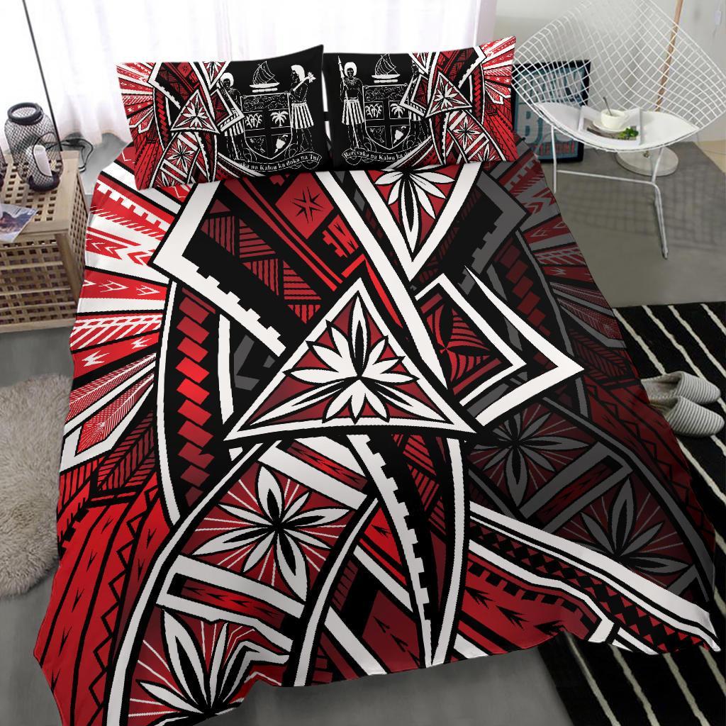 Fiji Bedding Set - Tribal Flower Special Pattern Red Color - Polynesian Pride