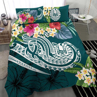 Tahiti Polynesian Bedding Set - Summer Plumeria (Turquoise) - Polynesian Pride