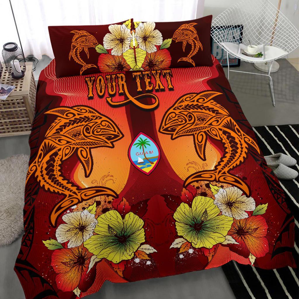 Guam Custom Personalised Bedding Sets - Tribal Tuna Fish Orange - Polynesian Pride