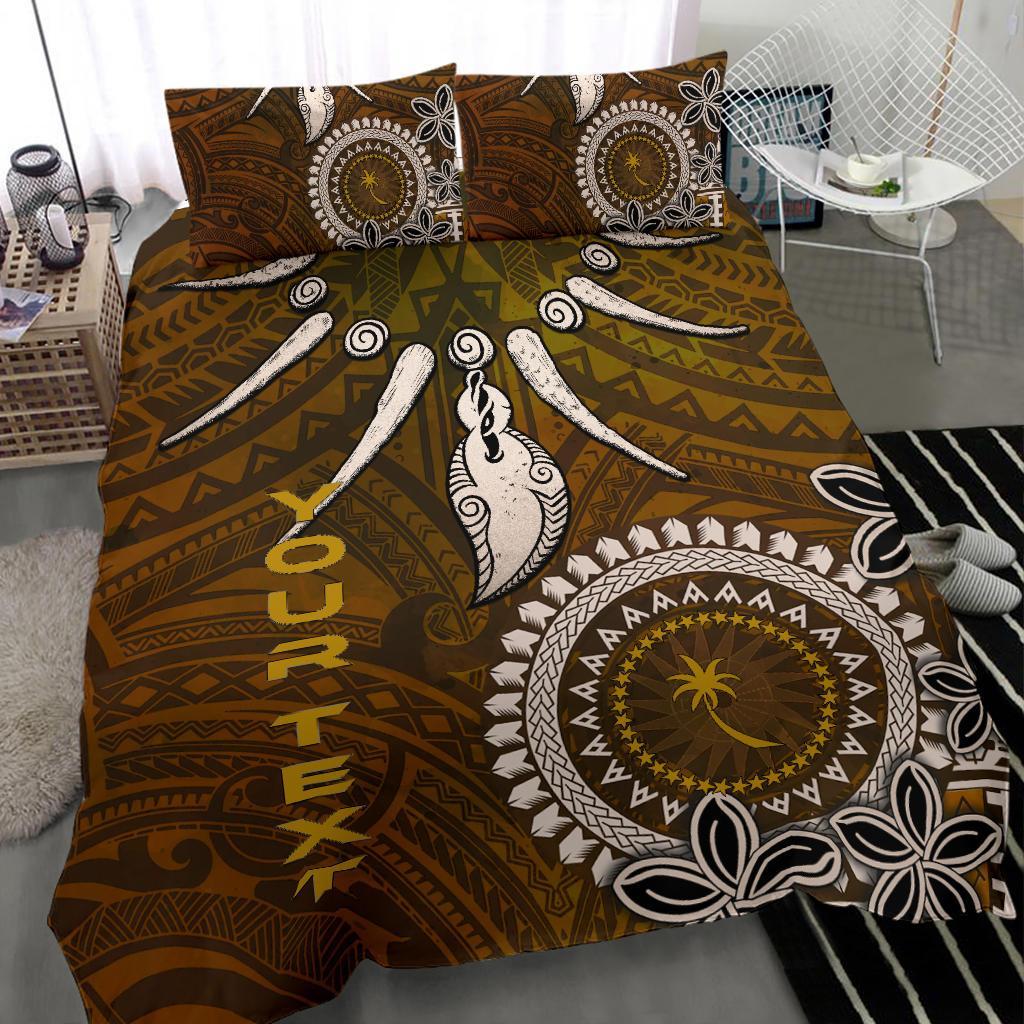 Chuuk Custom Personalised Bedding Set - Polynesian Boar Tusk Brown - Polynesian Pride