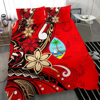 Guam Bedding Set - Tribal Flower With Special Turtles Red Color - Polynesian Pride